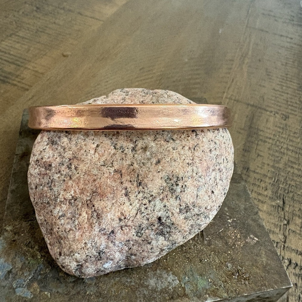 Pure Bare Copper Thin Slim Handmade Cuff Bracelet  Men's Smooth Finish